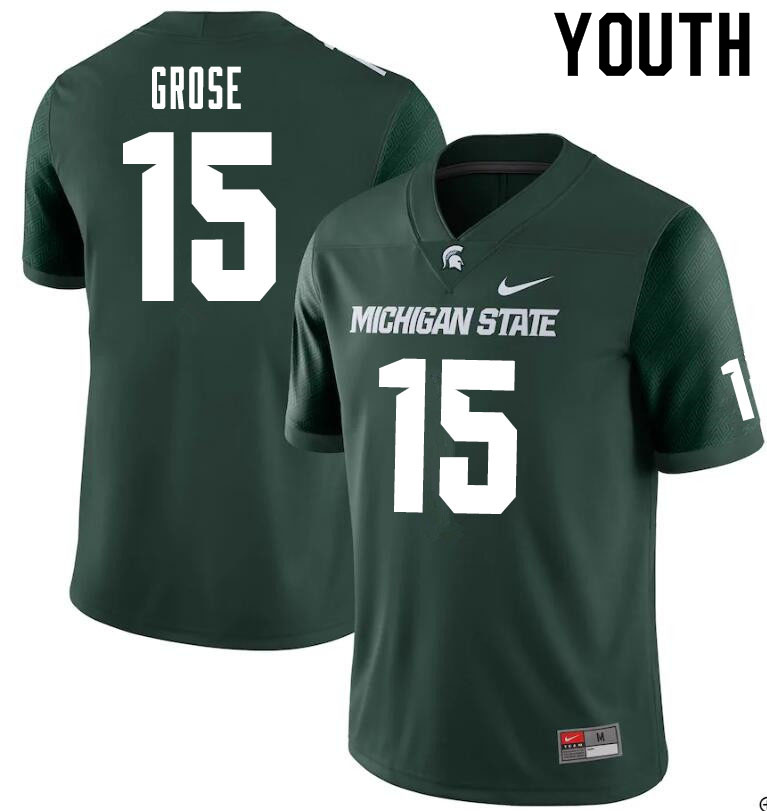 Youth #15 Angelo Grose Michigan State Spartans College Football Jerseys Sale-Green